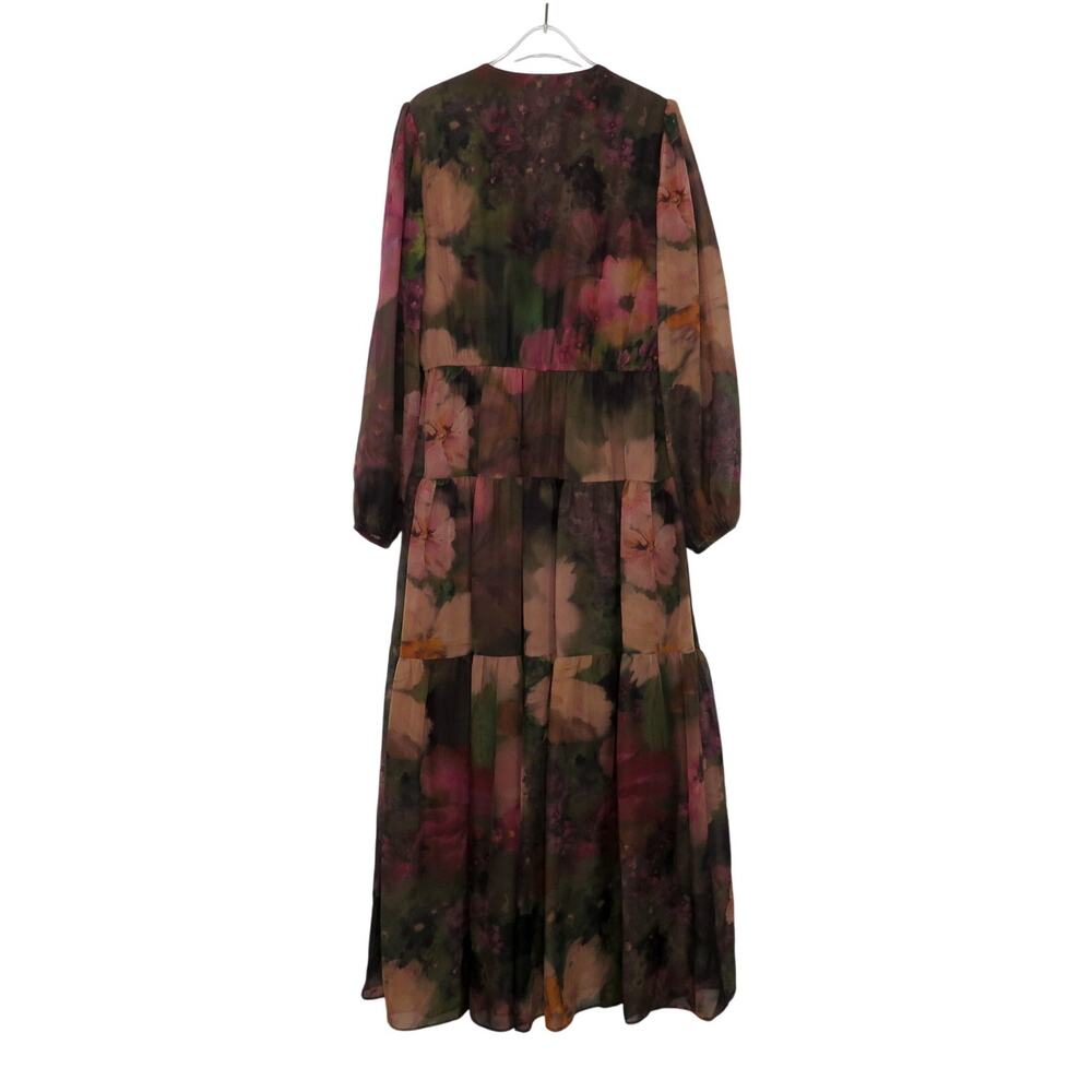 Signature By Robbie Bee Floral Chiffon Tiered Maxi Dress Size 8 V-Neck Formal - Picture 3 of 7